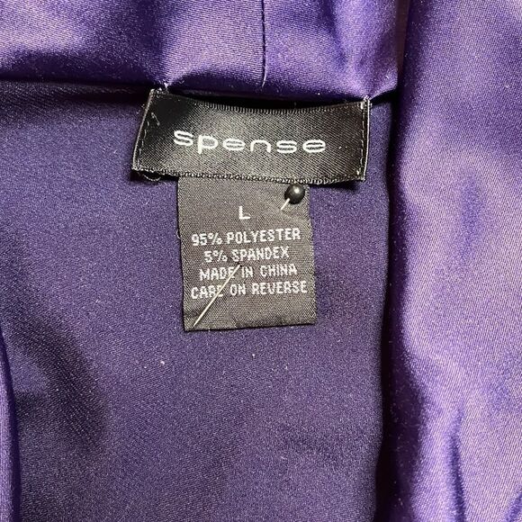 𝅺spense dark purple silky blouse with attached scarf. Sleeveless. Size large. - Picture 6 of 9